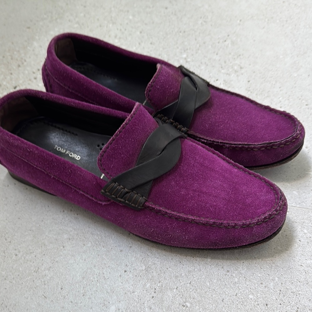 Tom Ford Men's Rich Purple Suede Loafers - Picture 3 of 6